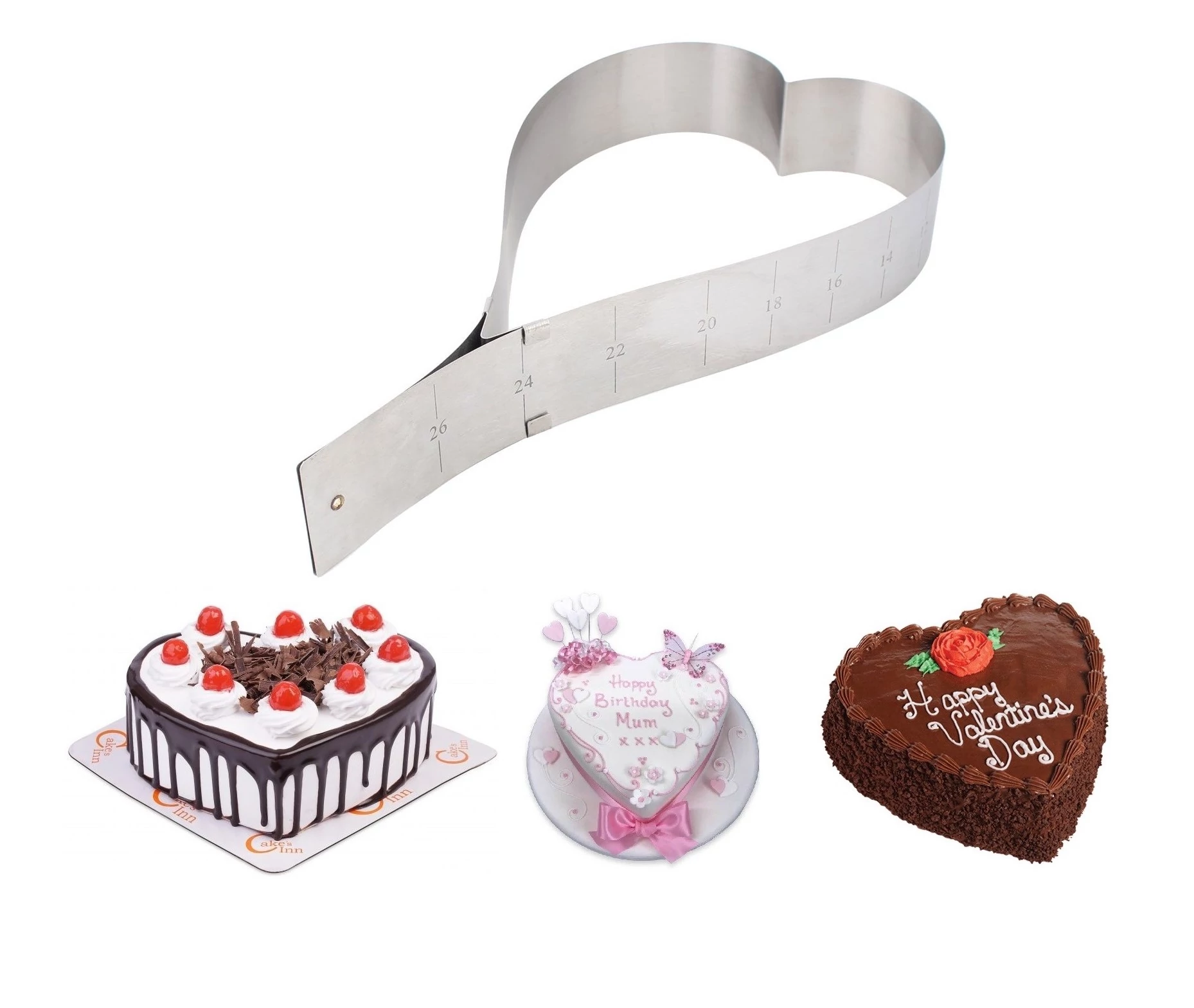 Szív alakú 12-26 cm-ig állítható tortaforma (72140)